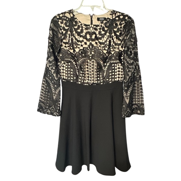 Aidan Mattox black lace and crepe dress with pockets - Picture 5 of 9